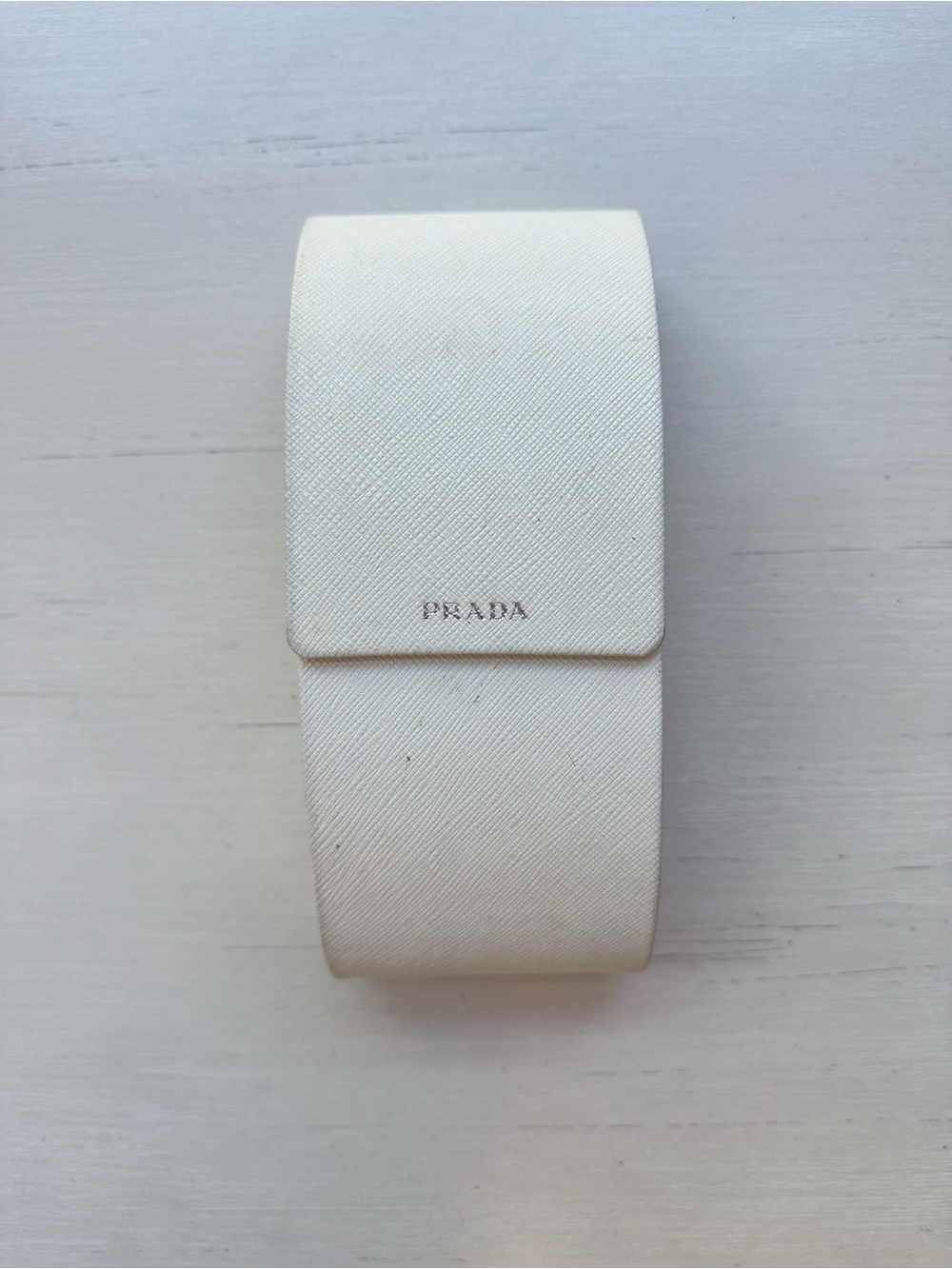 Prada Saffiano Leather Sunglasses Case – Ivory/Cream – Authentic